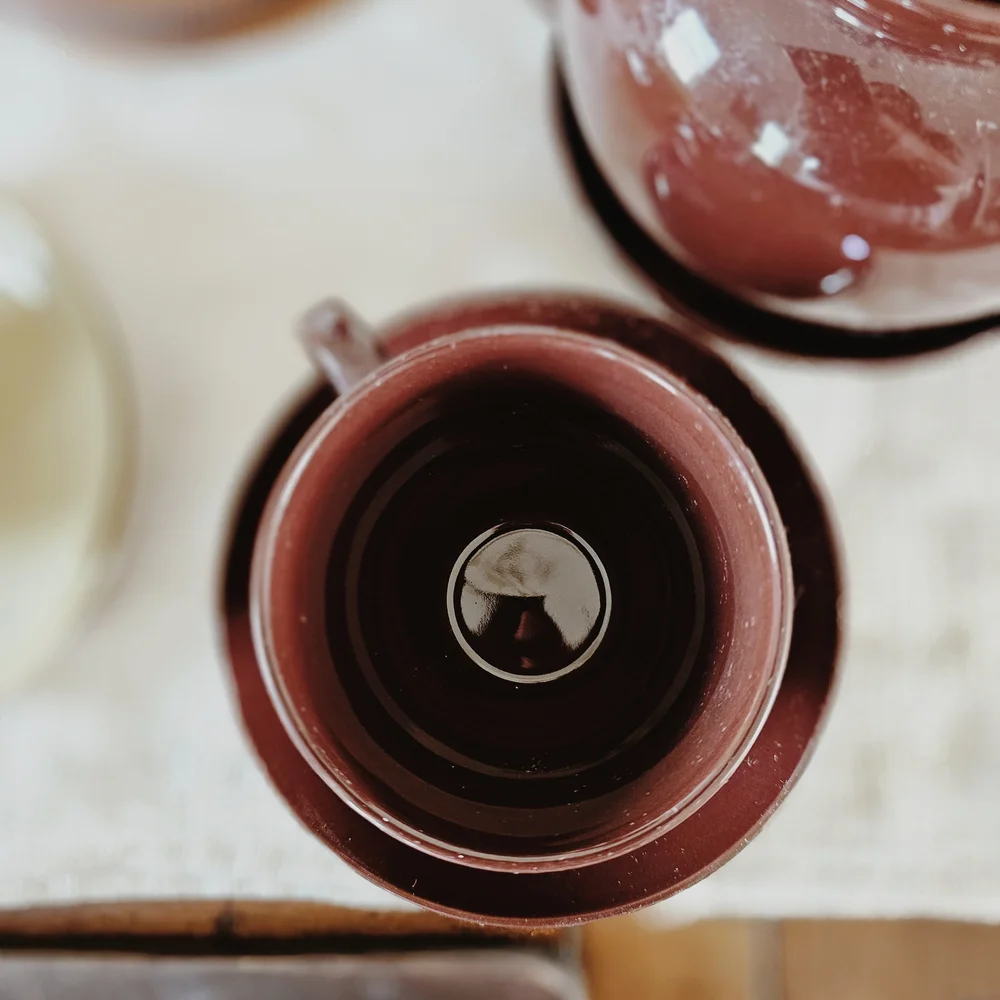 Vintage Ceramic Brown and Green Tea Set - Picture 7 of 9